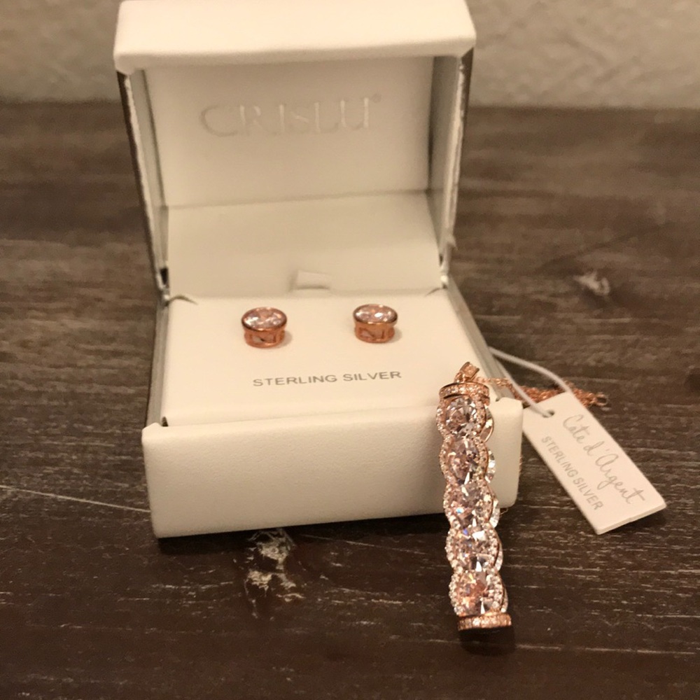 Sterling Silver Studs and Necklace Set